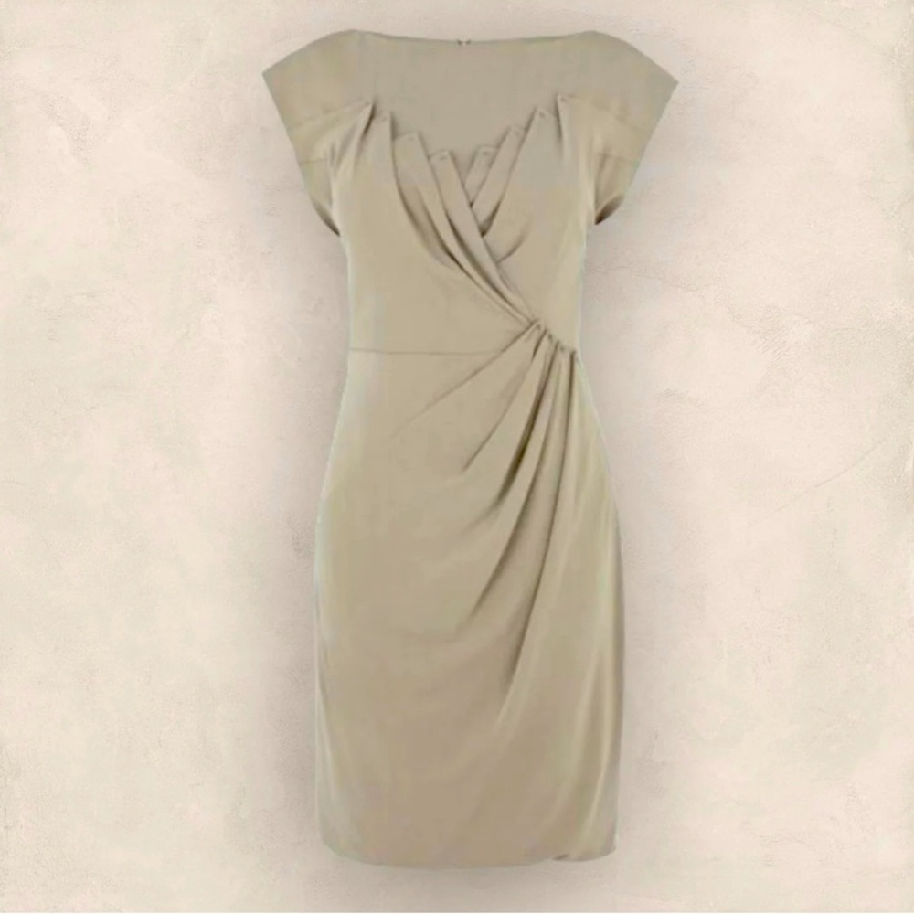 Karen Millen Taupe Jersey Folded Stretch Dress US 4